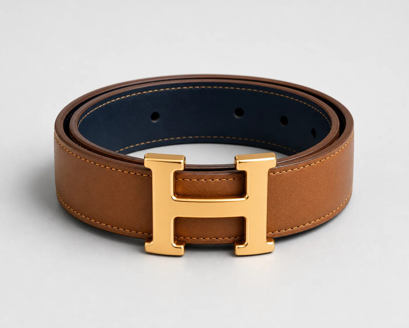 Tan Navy H Buckle Belt