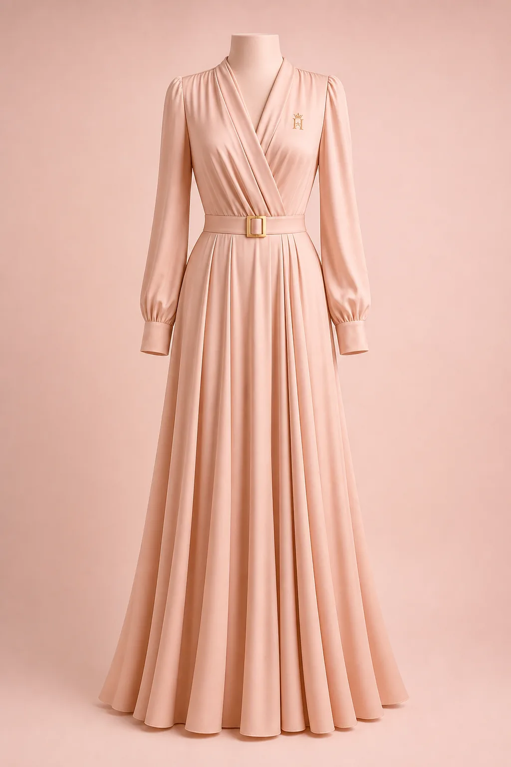 Aurelia Blush Wrap Gown