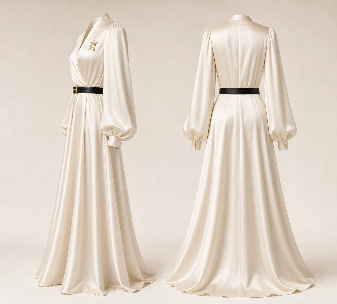 Aurelia Ivory Gown side and back views