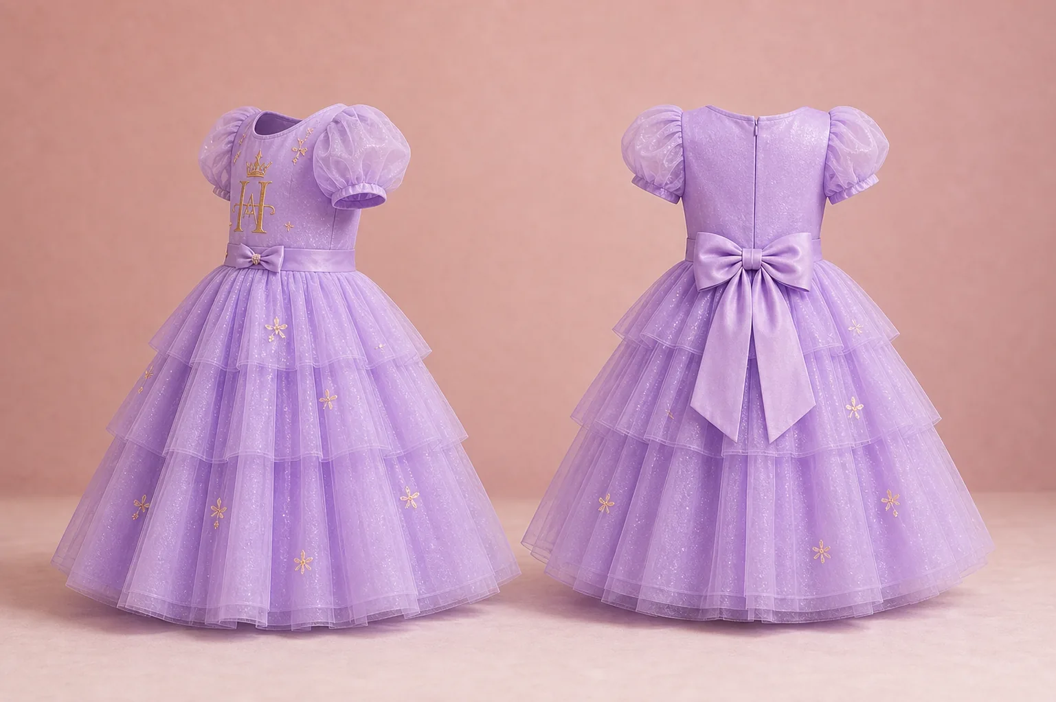 Princess Lavender Gown side and back views