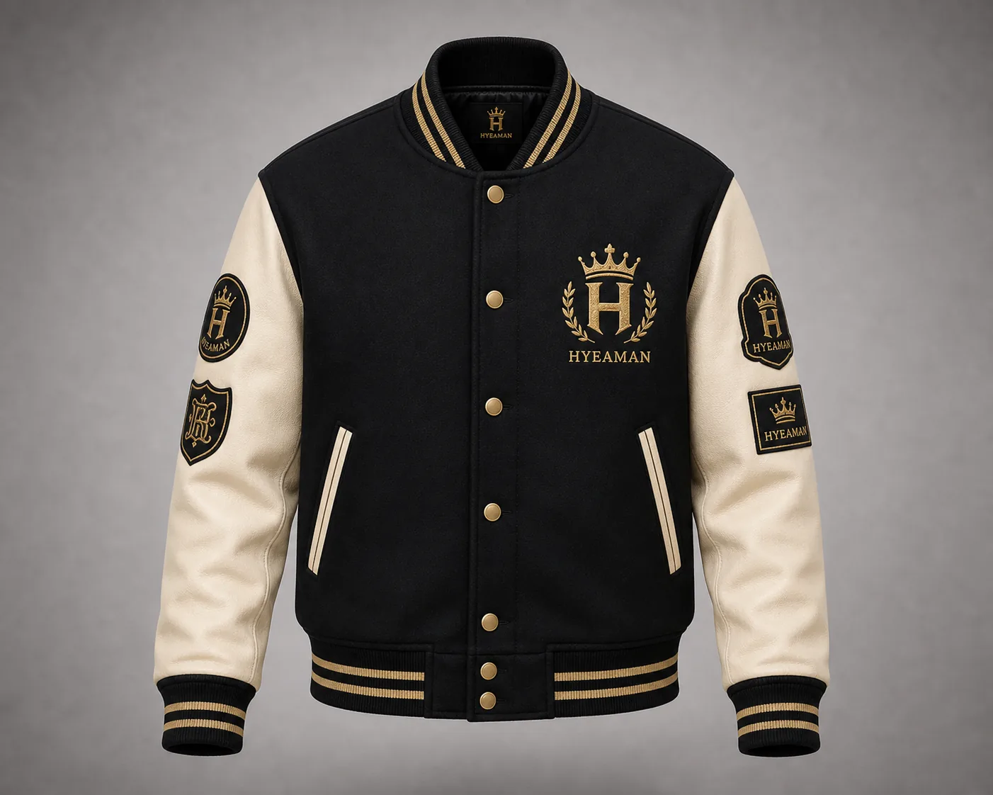 Black Ivory Crown Varsity Bomber