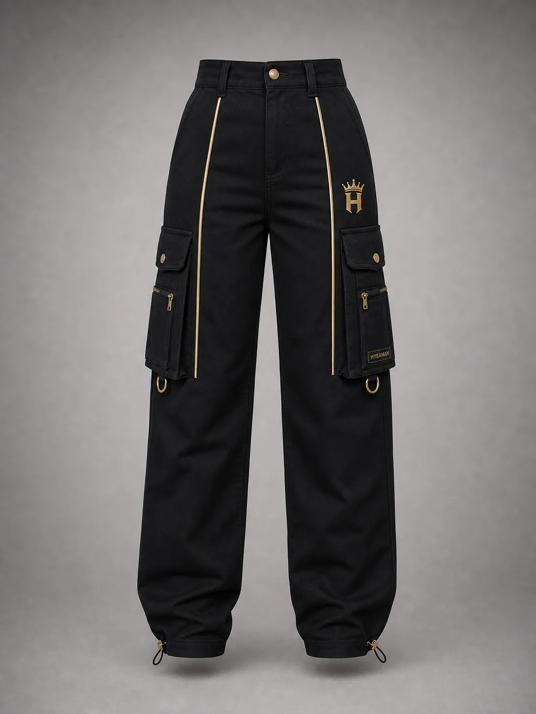 Ladies Black Utility Cargo Pants