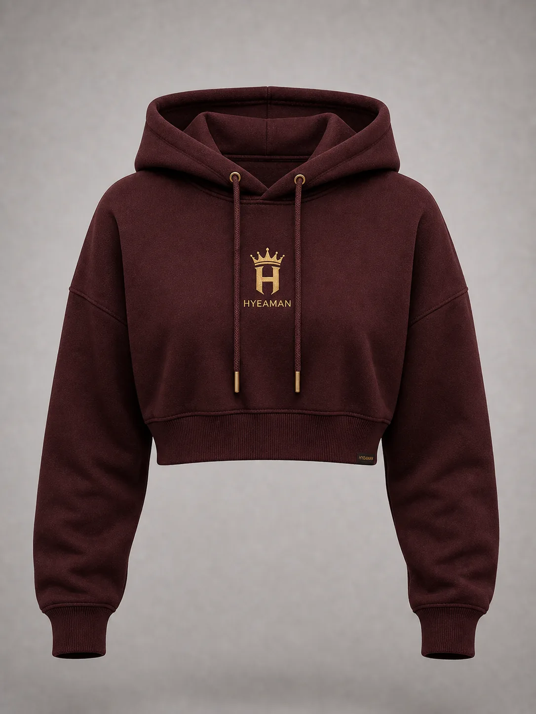 Ladies Burgundy Cropped Hoodie