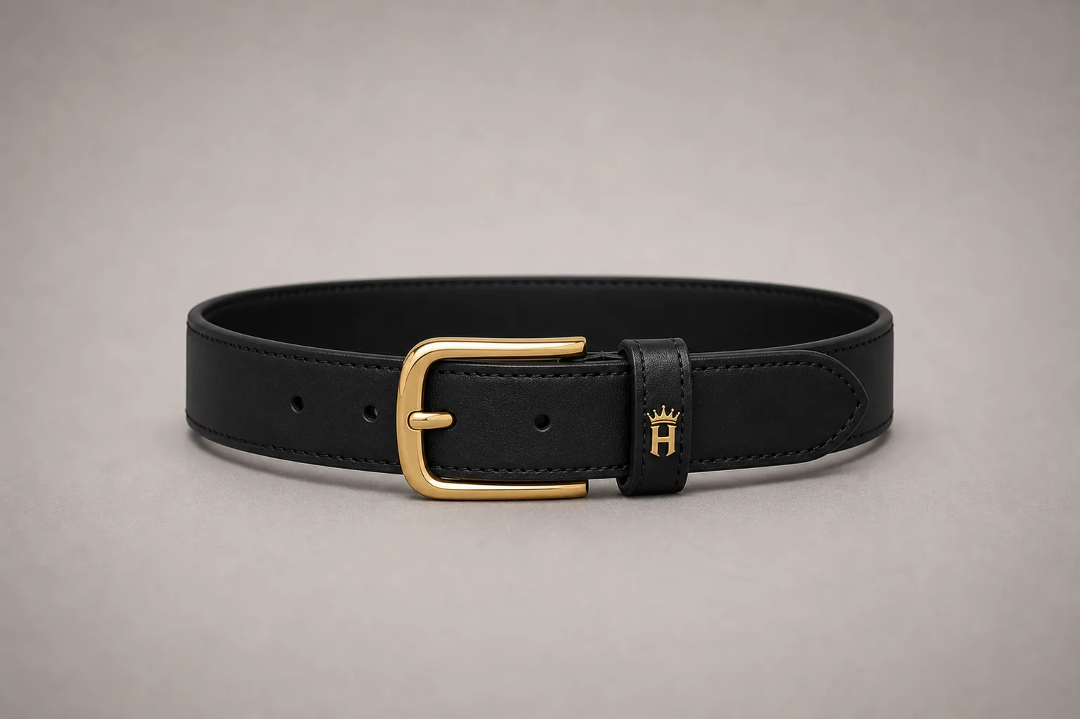 Prince Crown Black Leather Belt