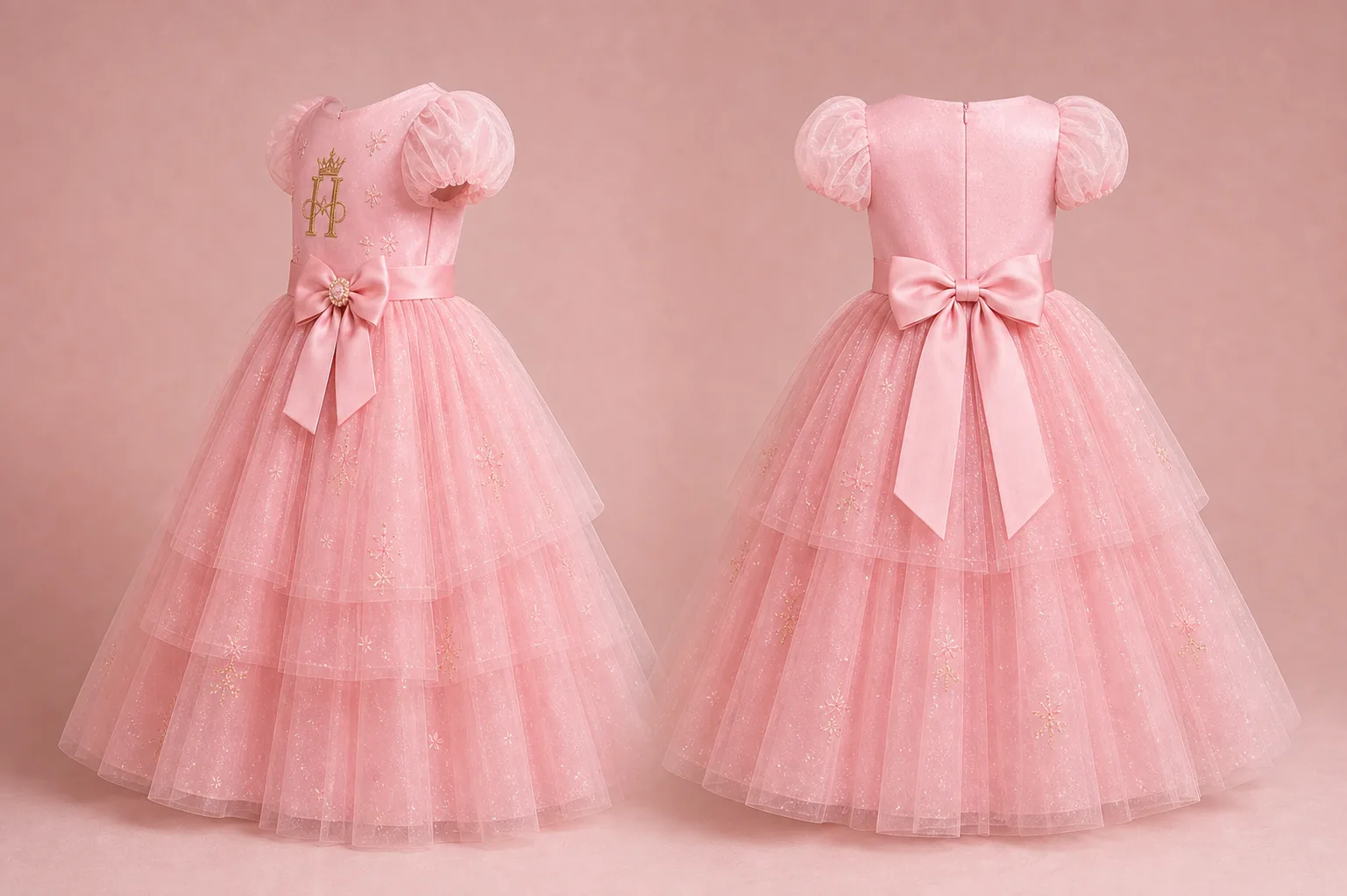 Princess Blush Party Dress side and back views