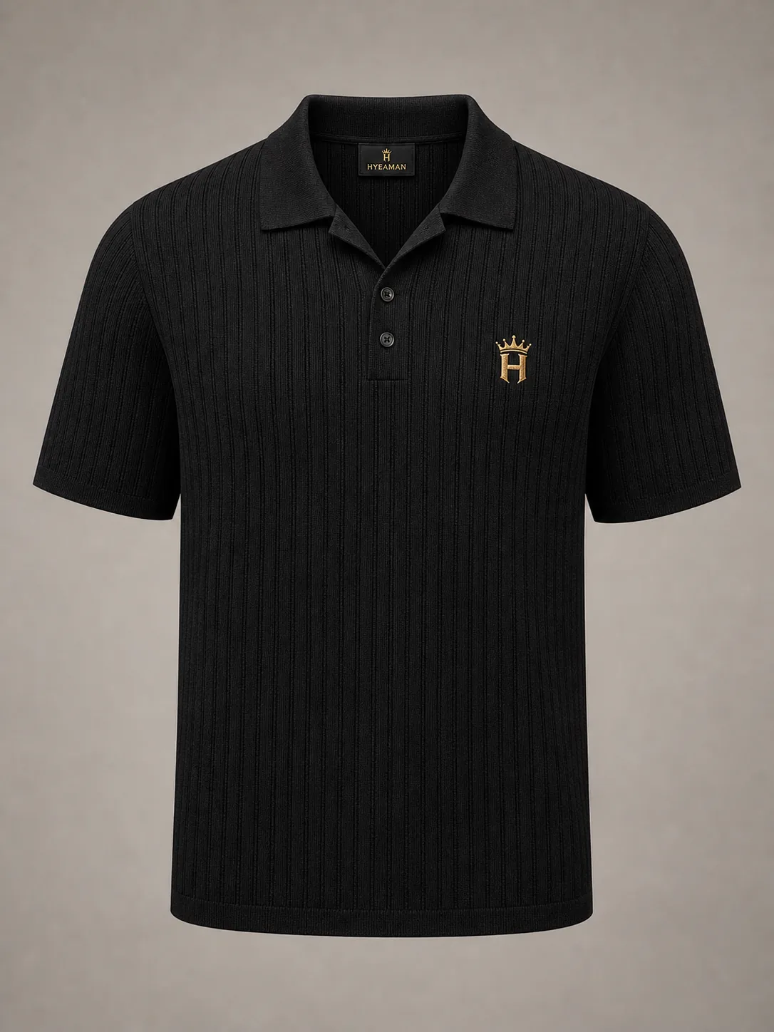 Black Rib Knit Polo
