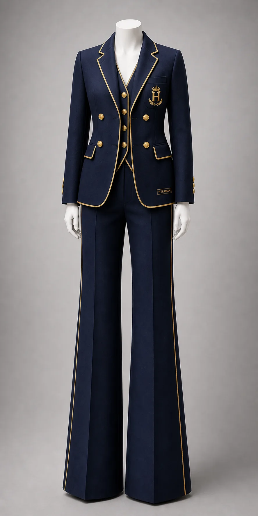 Ladies navy gold signature suit mannequin set