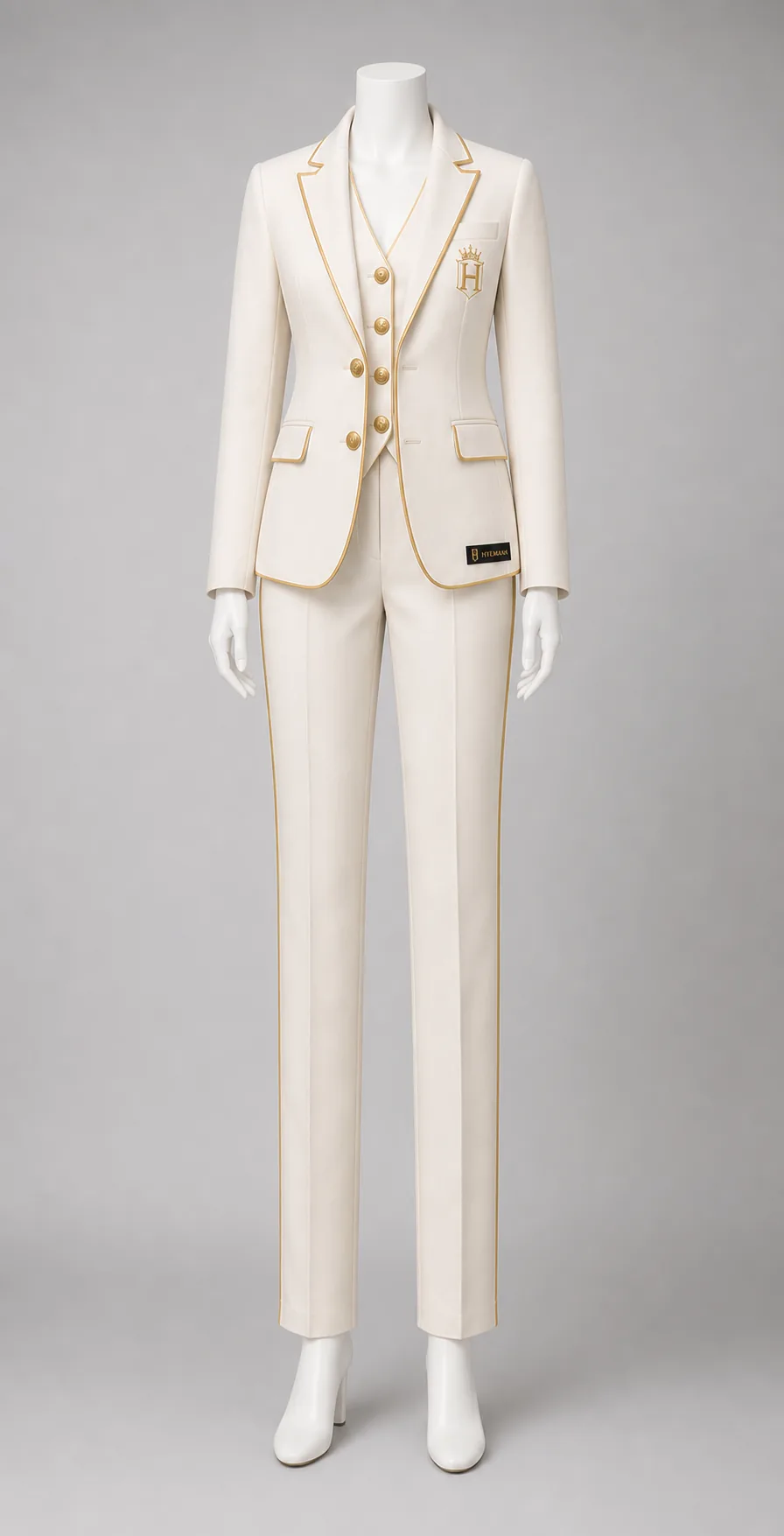 Ladies ivory gold signature suit mannequin set