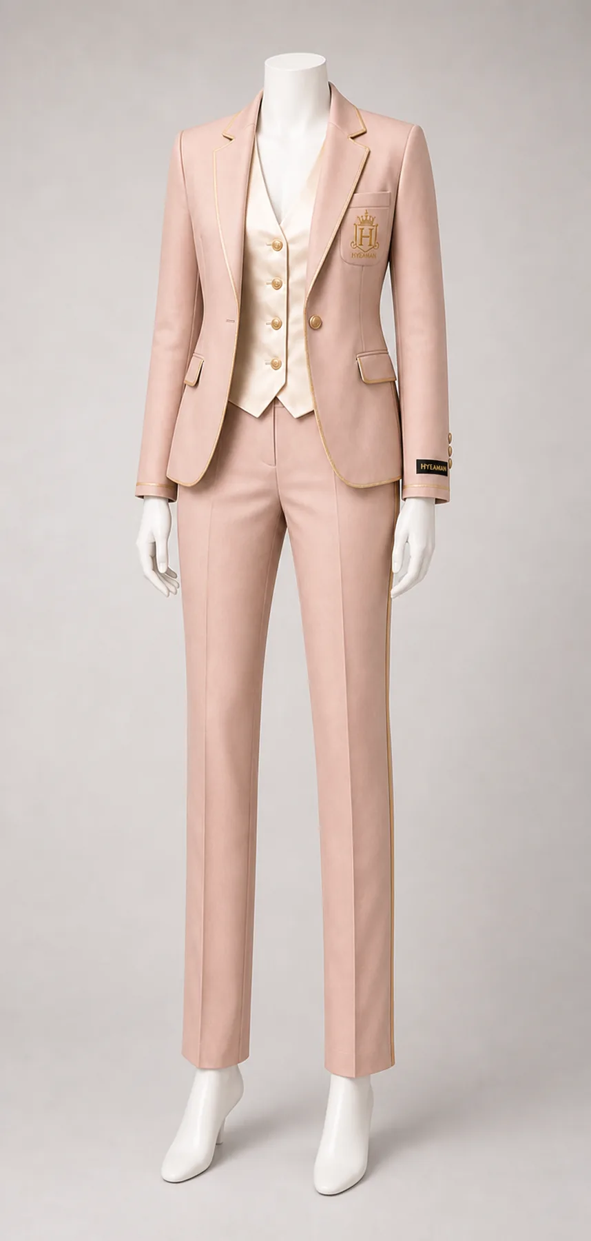 Ladies blush champagne signature suit mannequin set