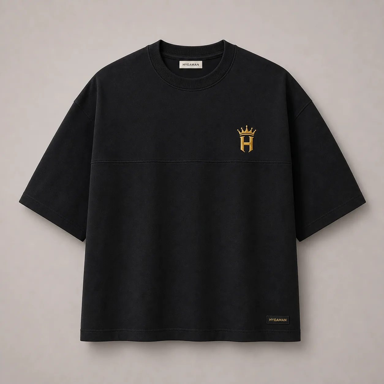 Men Black Oversized Panel Tee