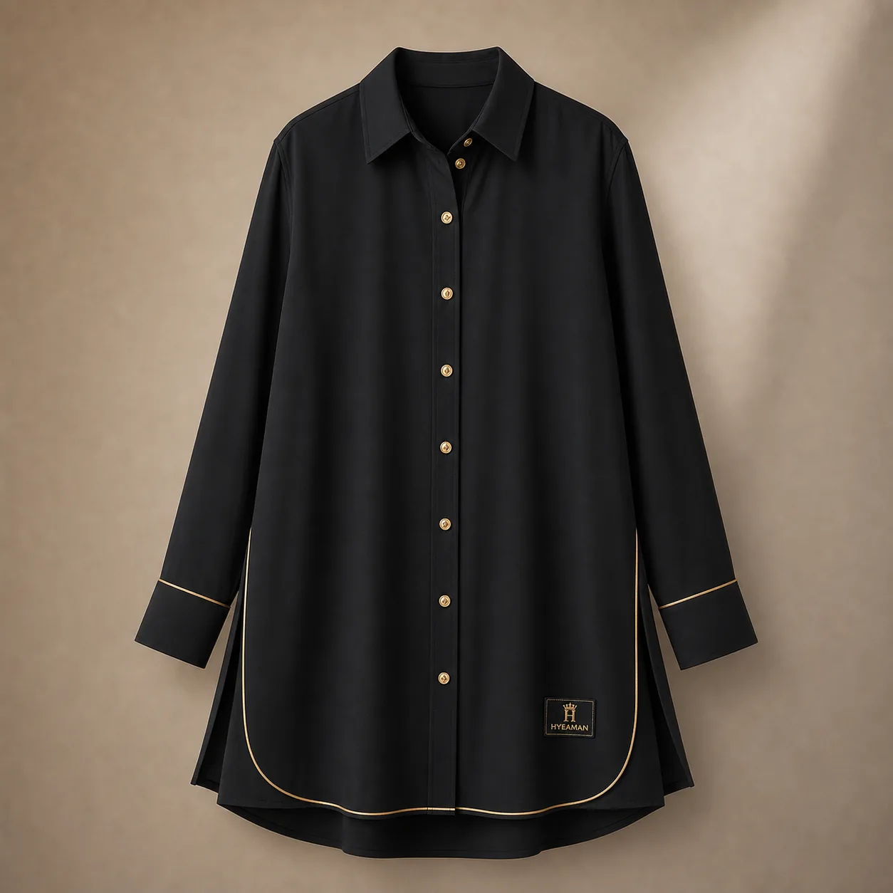 Ladies Black Longline Overshirt