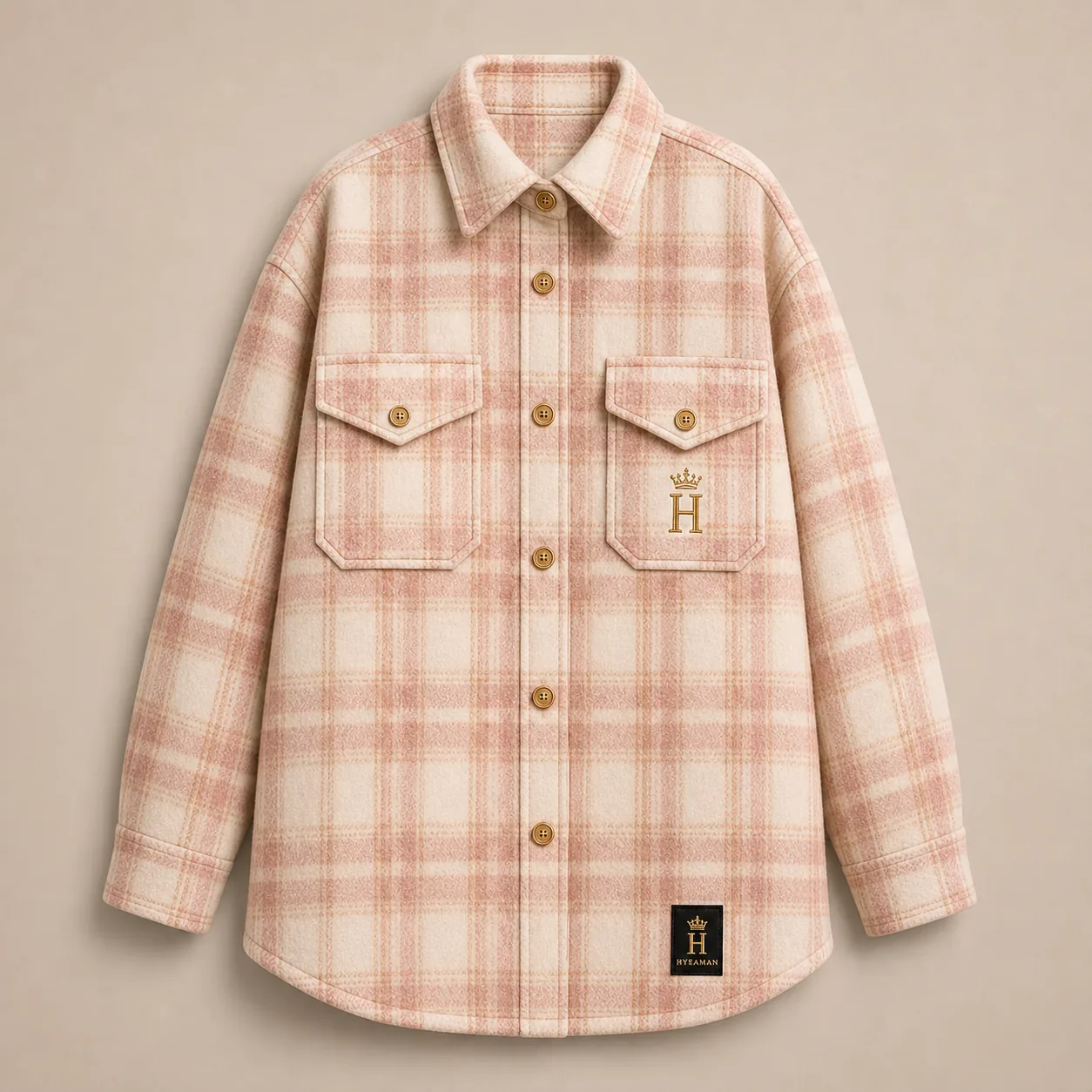Ladies Blush Plaid Shacket