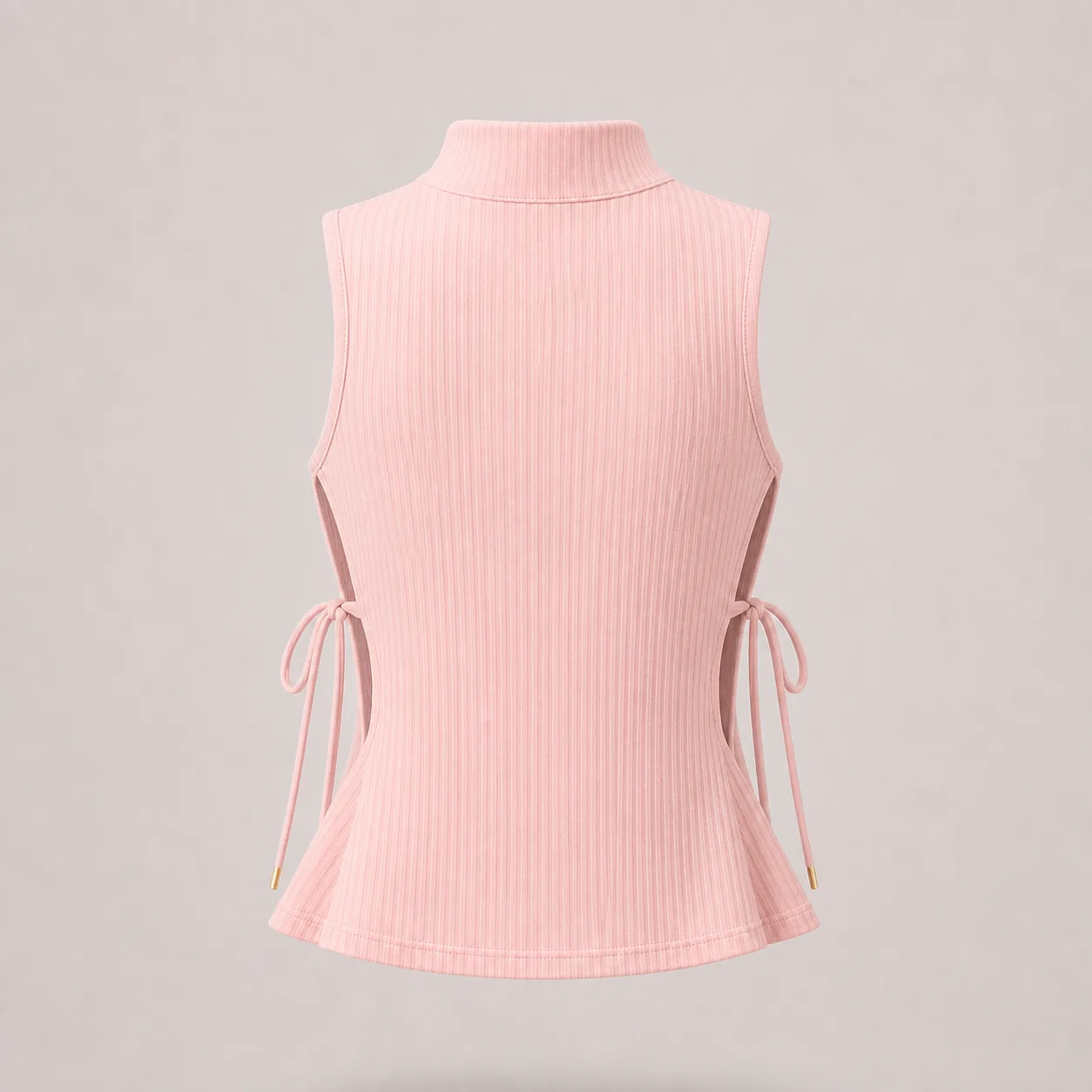 Ladies blush rib side-tie top back view