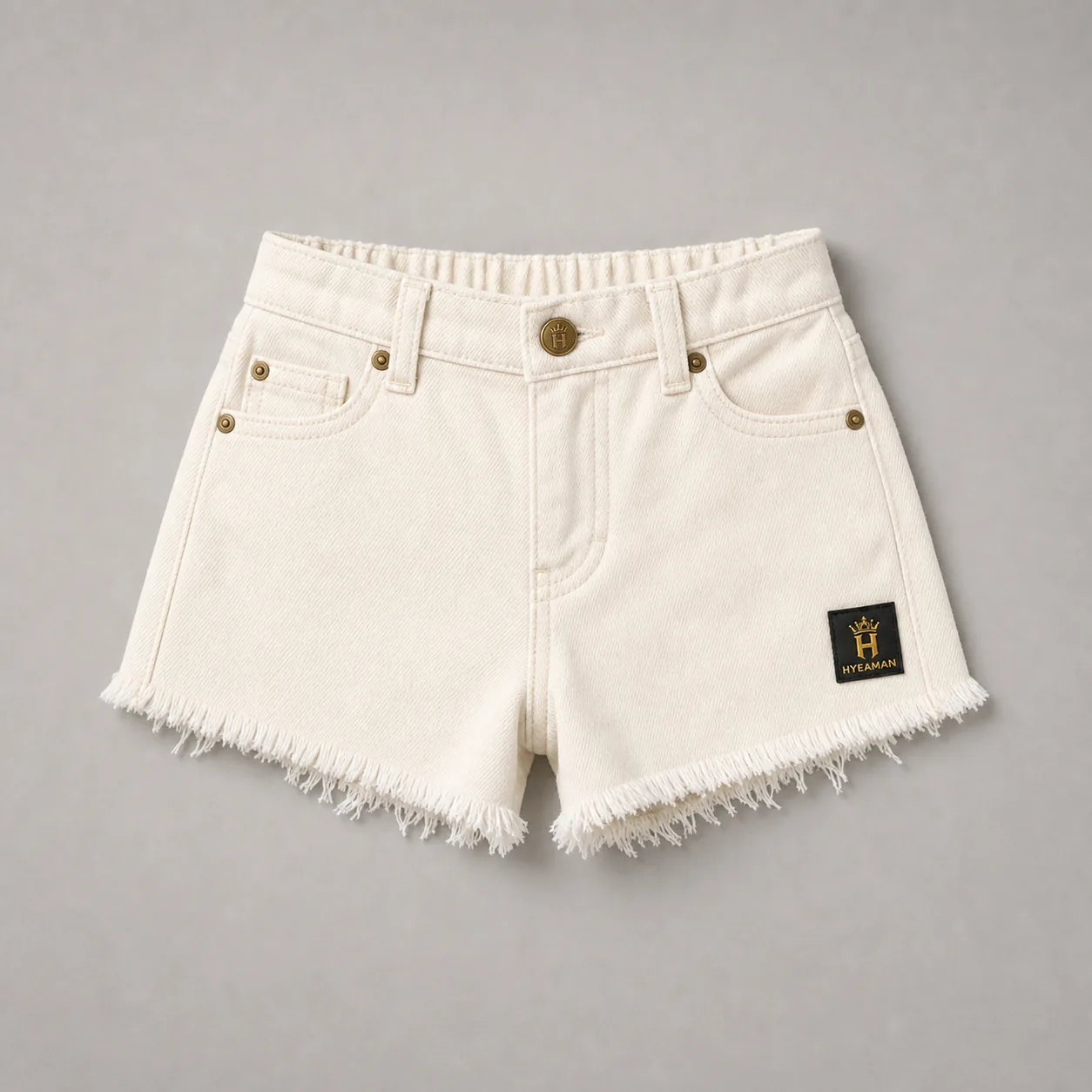 Princess Ivory Frayed Denim Shorts