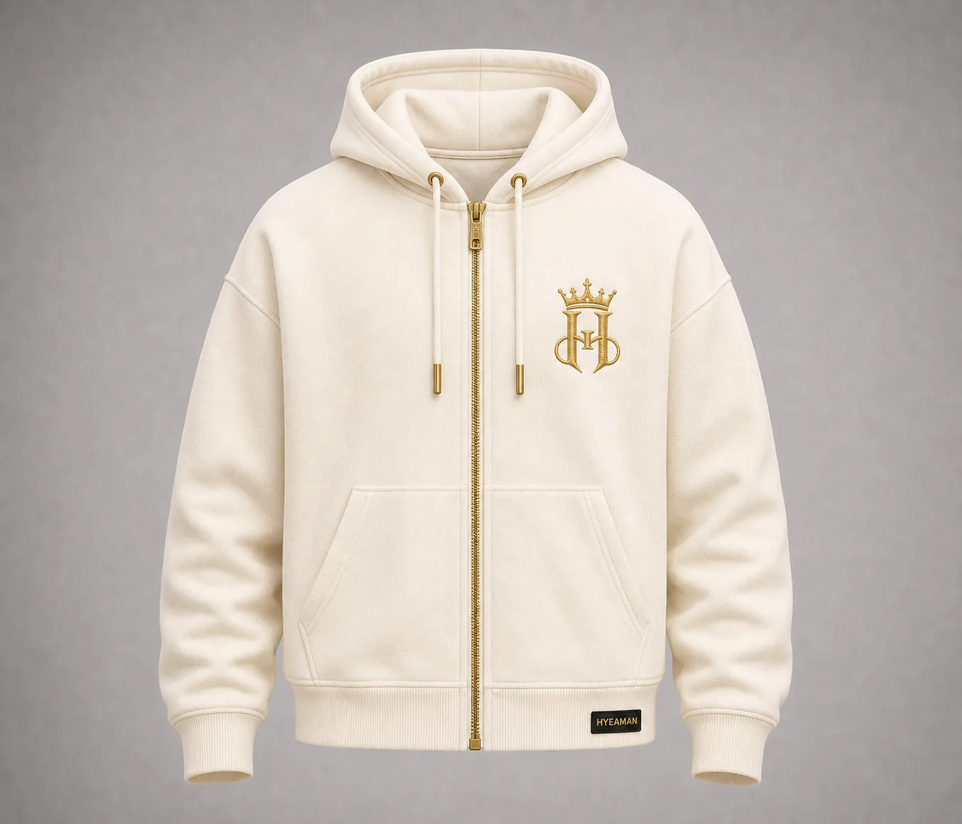 Signature Ivory Zip Hoodie
