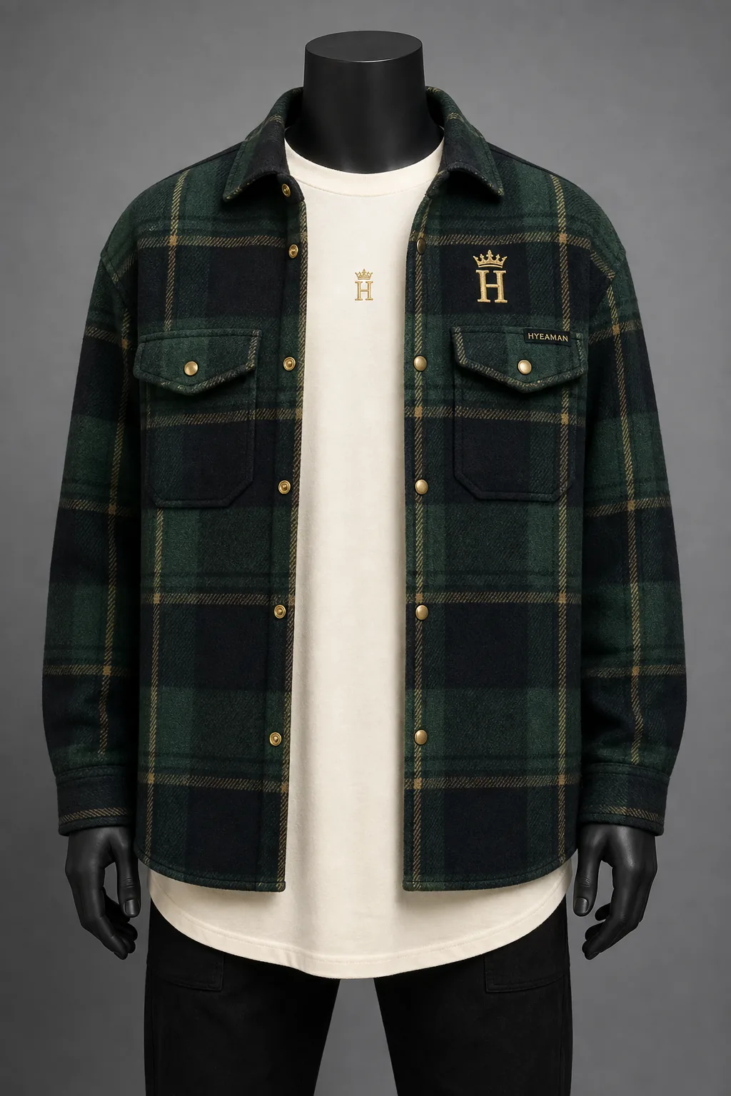 Unisex Forest Plaid Longline Shacket