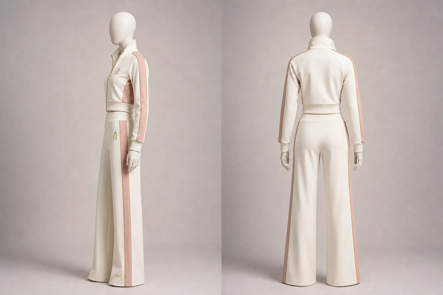 Elite Ivory Blush Tracksuit side and back views