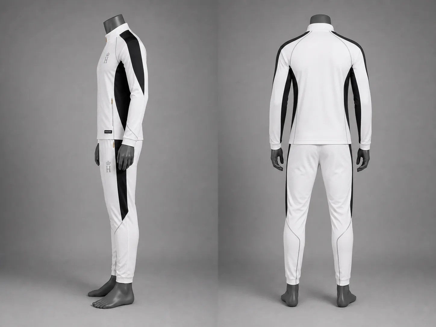 Run White Velocity Tracksuit side and back views