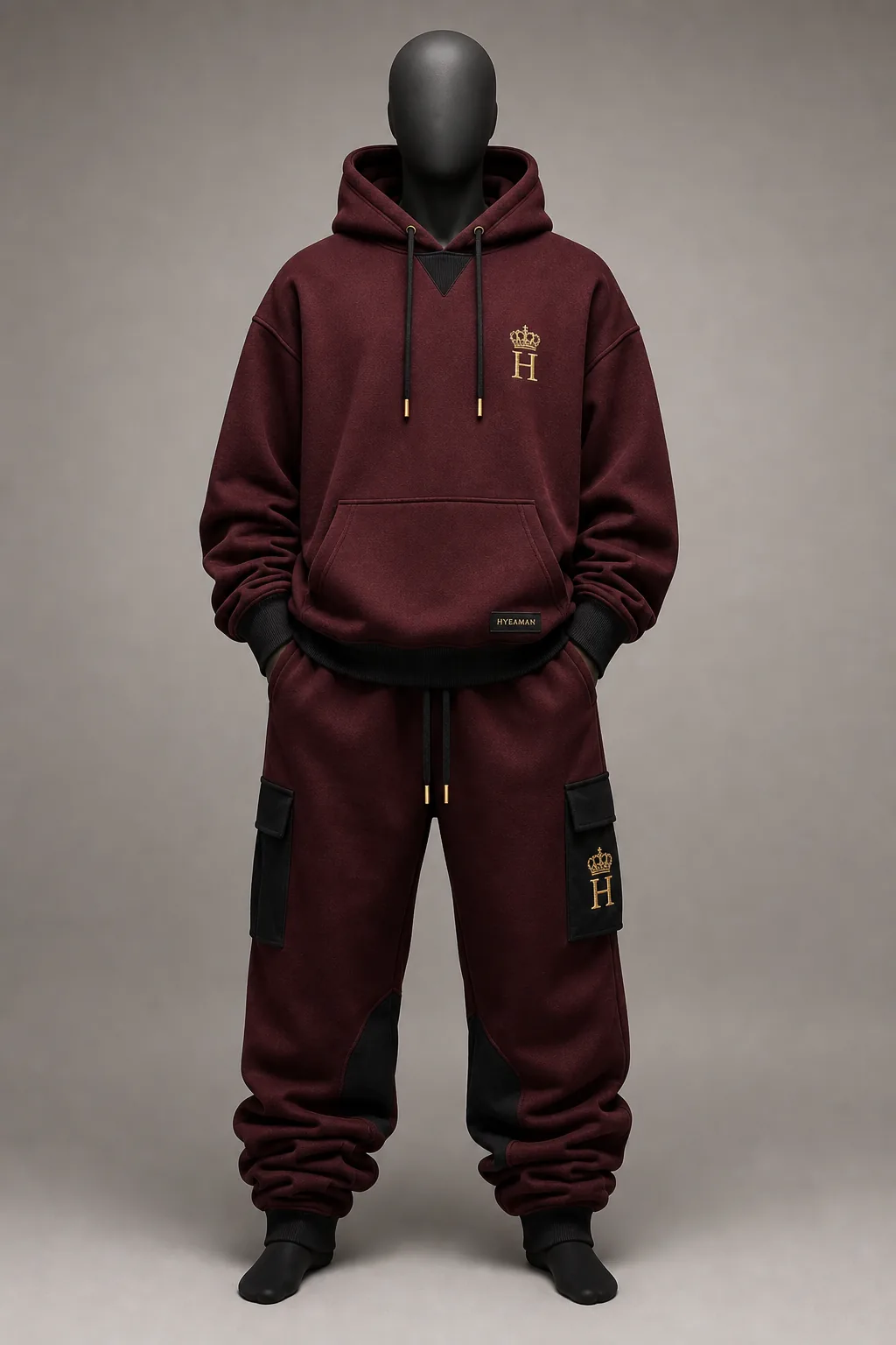 Street Burgundy Cargo Tracksuit