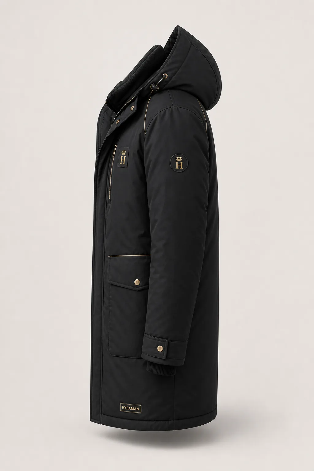 Men Black Crown Winter Parka side view