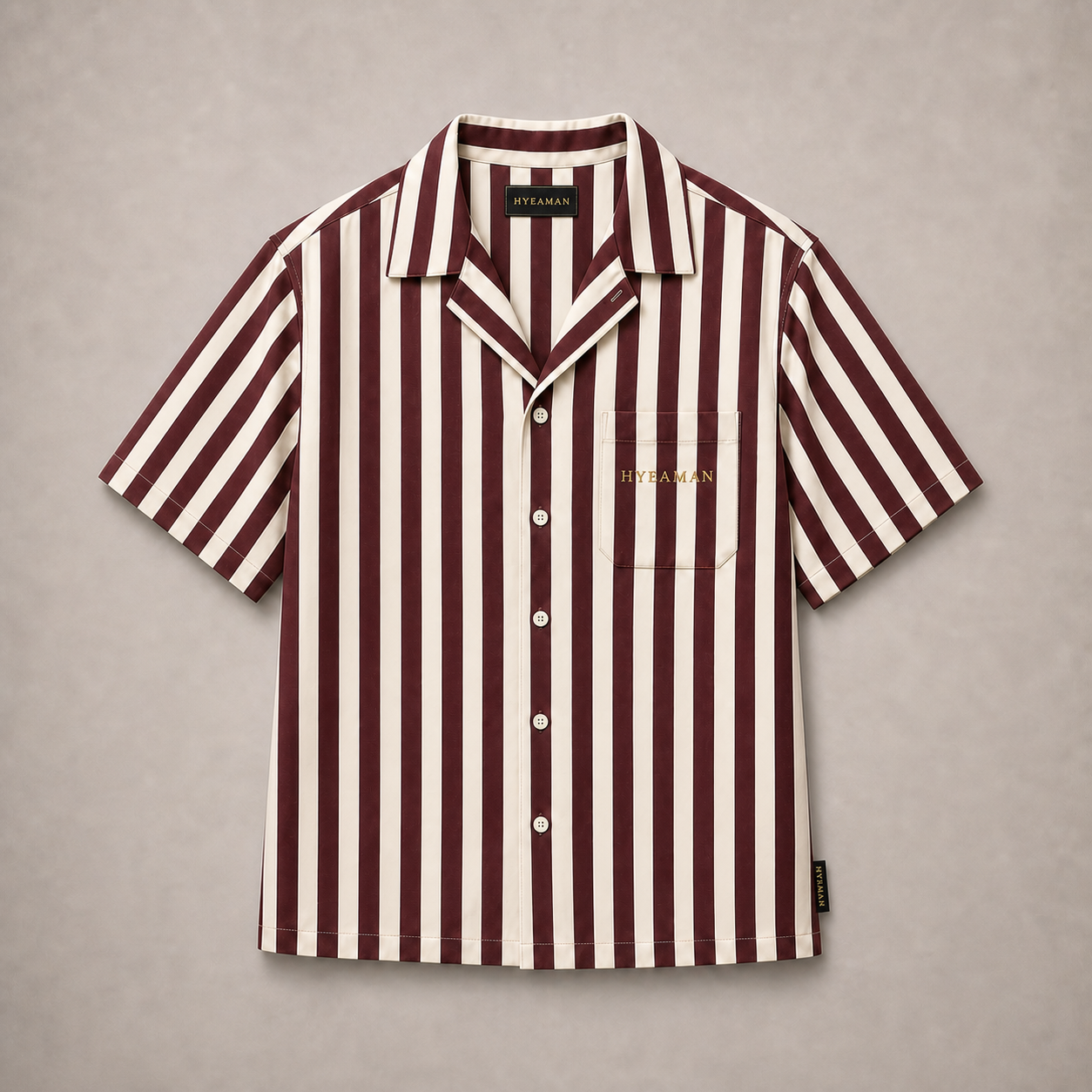 Burgundy Stripe Camp Shirt